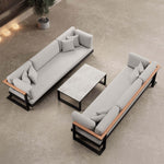 Lade das Bild in den Galerie-Viewer, Vayla Luxus Outdoor Lounge Set: 2 Dreisitzer, Tisch, Aluminium, Sunbrella® Polster
