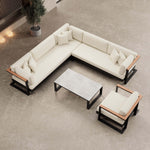 Lade das Bild in den Galerie-Viewer, Vayla Luxus Garten Loungegruppe: Ecksofa, Sessel, Tisch – Robustes Aluminium Outdoor-Set

