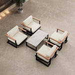 Lade das Bild in den Galerie-Viewer, Vayla Luxus Outdoor Lounge Set: 4 Aluminium Sessel &amp; Tisch, wetterfest
