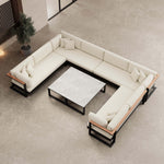 Lade das Bild in den Galerie-Viewer, Vayla Luxus U-förmige Outdoor-Wohnlandschaft mit elegantem Aluminiumtisch für Garten
