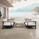 Lade das Bild in den Galerie-Viewer, Vayla Luxus Outdoor Lounge Set: 4 Aluminium Sessel &amp; Tisch, wetterfest
