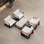 Lade das Bild in den Galerie-Viewer, Vayla Luxus Outdoor Lounge Set: 4 Aluminium Sessel &amp; Tisch, wetterfest
