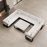 Lade das Bild in den Galerie-Viewer, Vayla Luxus U-förmige Outdoor-Wohnlandschaft mit elegantem Aluminiumtisch für Garten
