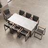 Vayla Garten Essgruppe: Moderner Betonoptik Tisch mit 8 Premium Outdoor-Sesseln