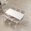Vayla Garten Essgruppe: Moderner Betonoptik Tisch mit 8 Premium Outdoor-Sesseln