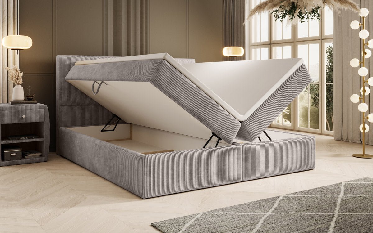 Luxuriöses Cord-Boxspringbett mit Integriertem Stauraum: Ultimativer Schlafkomfort und Eleganz