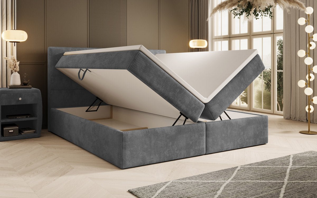 Luxuriöses Cord-Boxspringbett mit Integriertem Stauraum: Ultimativer Schlafkomfort und Eleganz