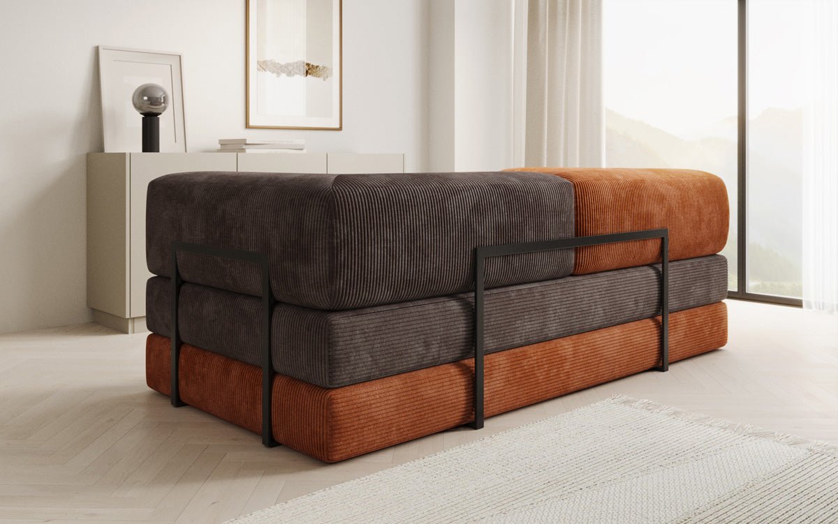 Luxuriöses 3-Sitzer Lazy Cord Sofa Rostrot mit Schlaffunktion