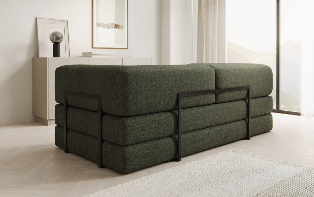 Luxuriöses Designer Lazy 3-Sitzer Schlafsofa mit Bouclé-Stoff und Stauraum