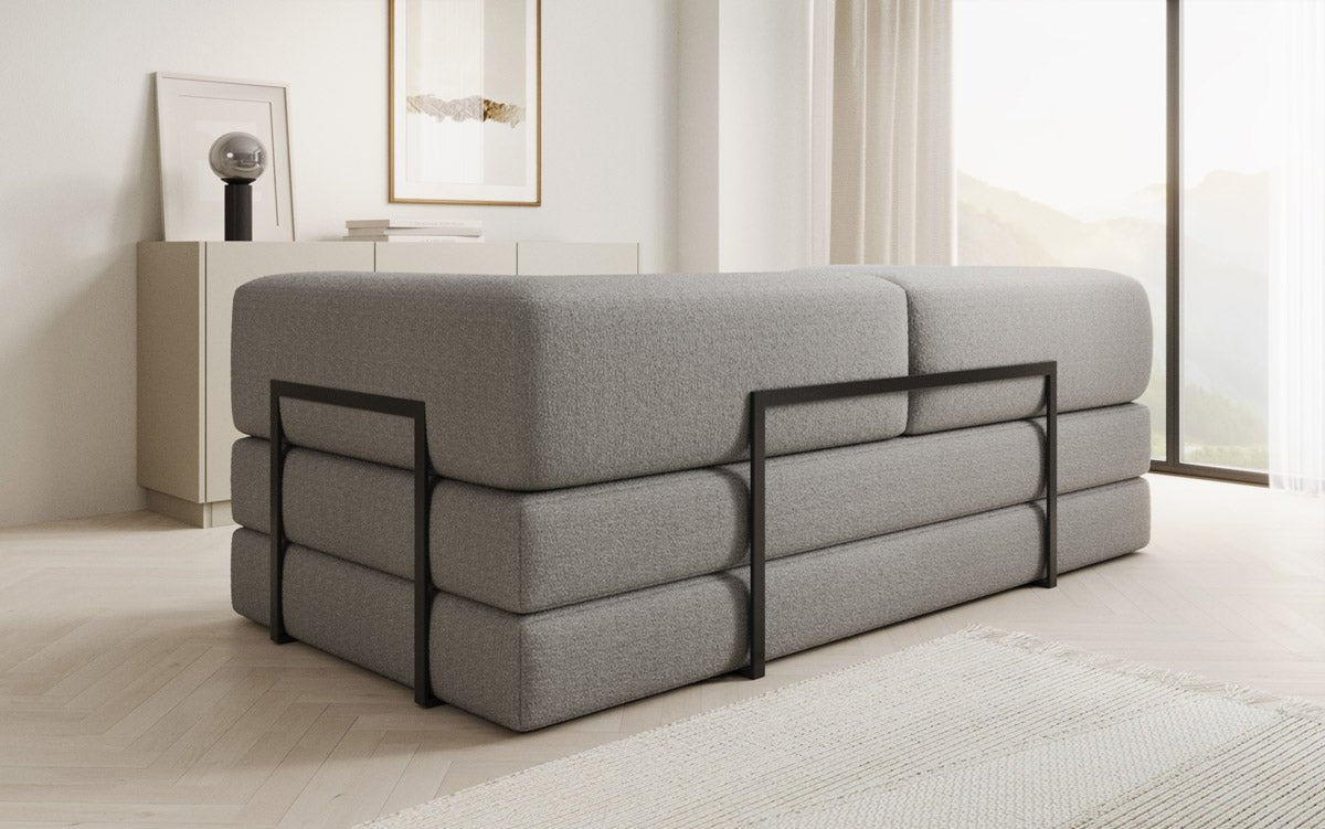 Luxuriöses Designer Lazy 3-Sitzer Schlafsofa mit Bouclé-Stoff und Stauraum
