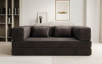 Lade das Bild in den Galerie-Viewer, Luxuriöses &quot;Lazy&quot; 3-Sitzer Samt Designer Sofa mit Schlaffunktion und Stauraum
