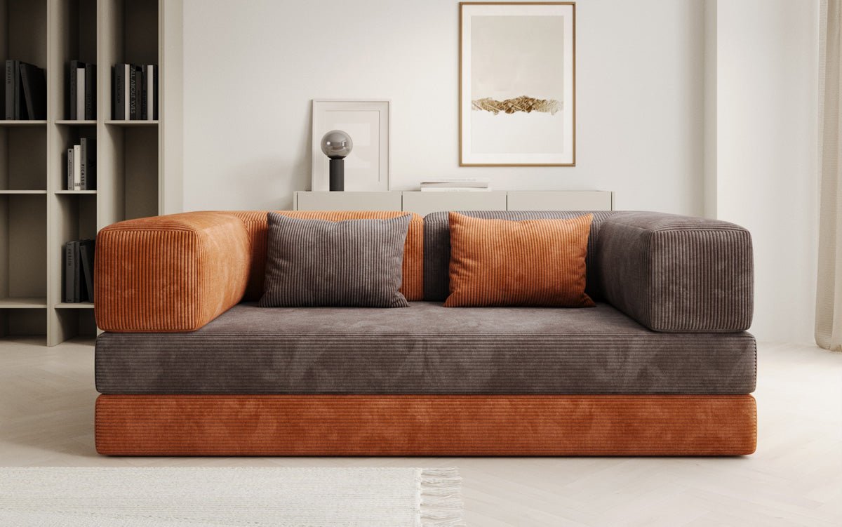 Luxuriöses 3-Sitzer Lazy Cord Sofa Rostrot mit Schlaffunktion