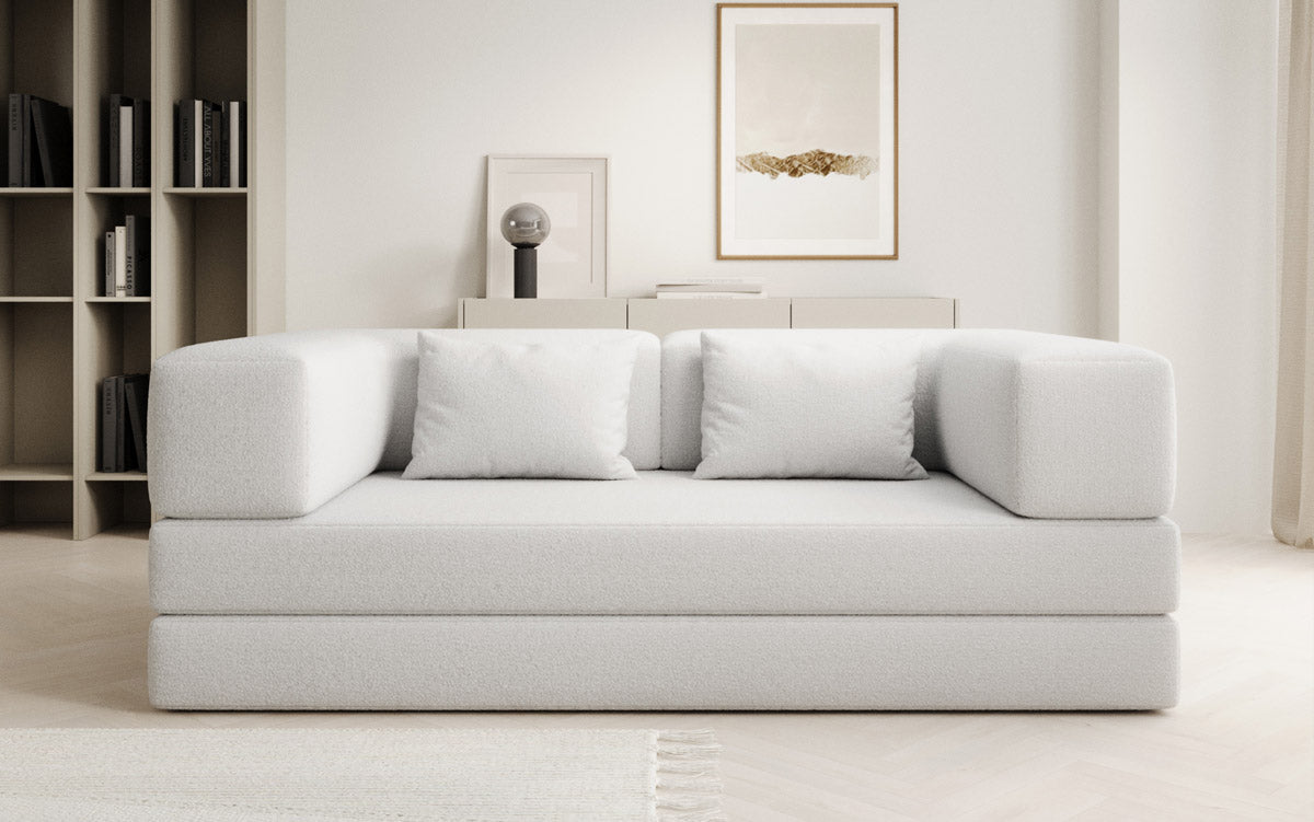 Luxuriöses Designer Lazy 3-Sitzer Schlafsofa mit Bouclé-Stoff und Stauraum