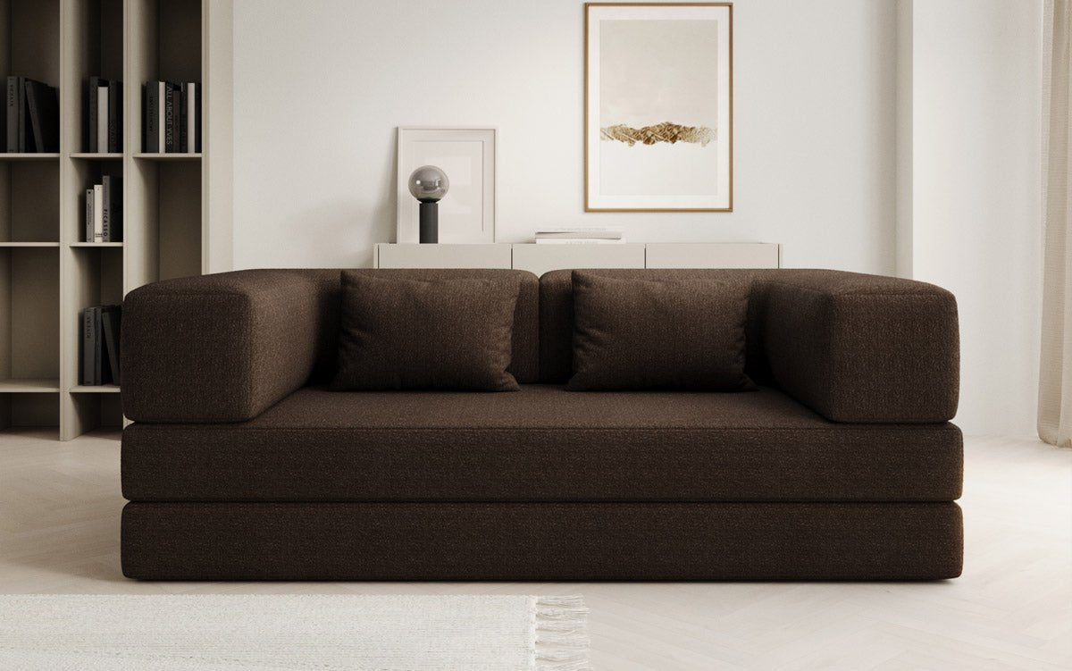 Luxuriöses Designer Lazy 3-Sitzer Schlafsofa mit Bouclé-Stoff und Stauraum