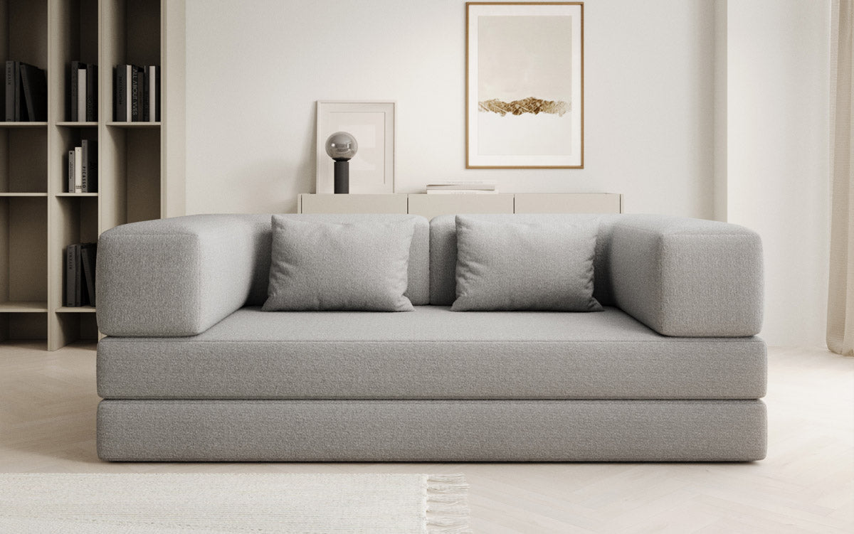 Luxuriöses Designer Lazy 3-Sitzer Schlafsofa mit Bouclé-Stoff und Stauraum