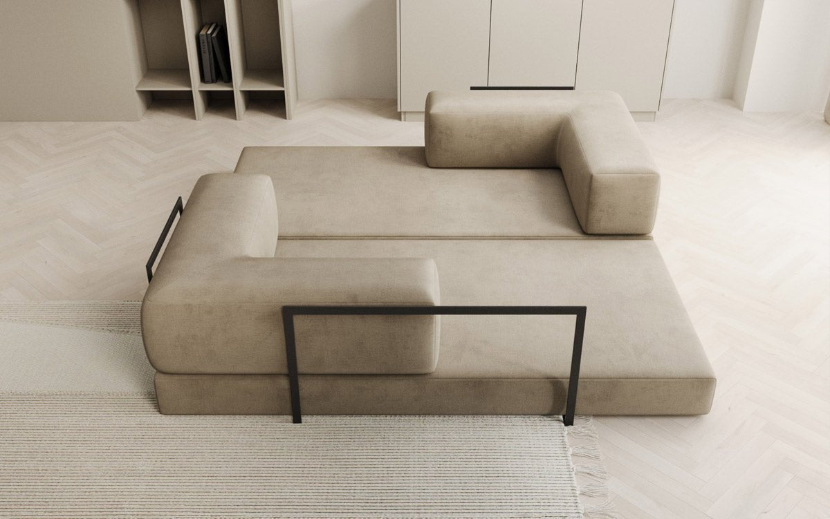 Luxuriöses "Lazy" 3-Sitzer Samt Designer Sofa mit Schlaffunktion und Stauraum