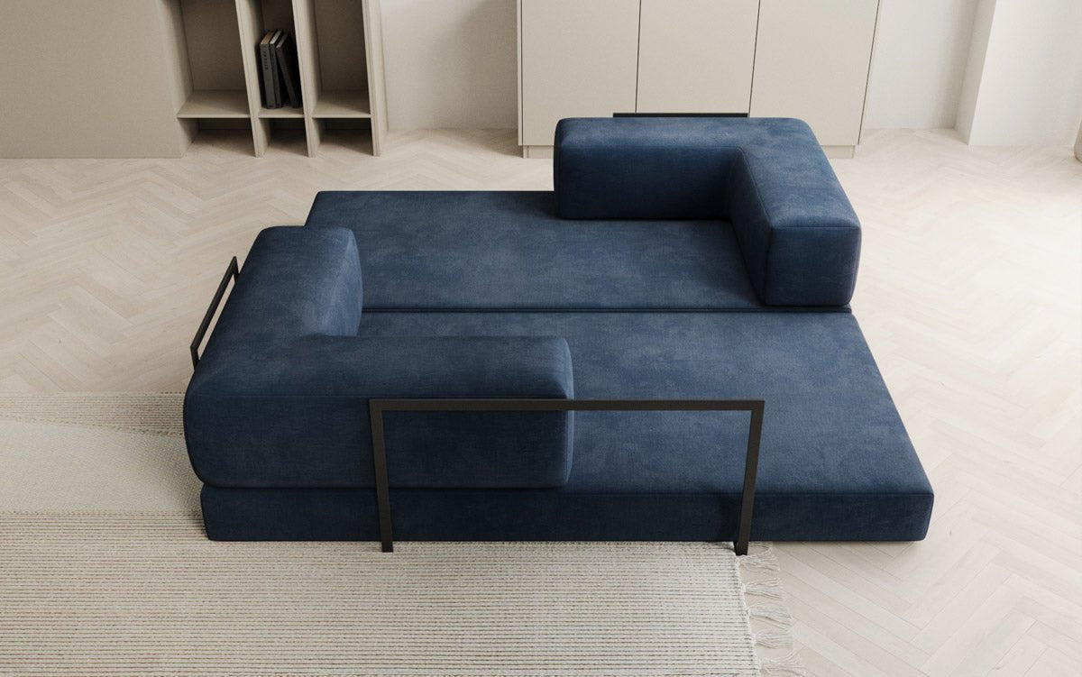 Luxuriöses "Lazy" 3-Sitzer Samt Designer Sofa mit Schlaffunktion und Stauraum