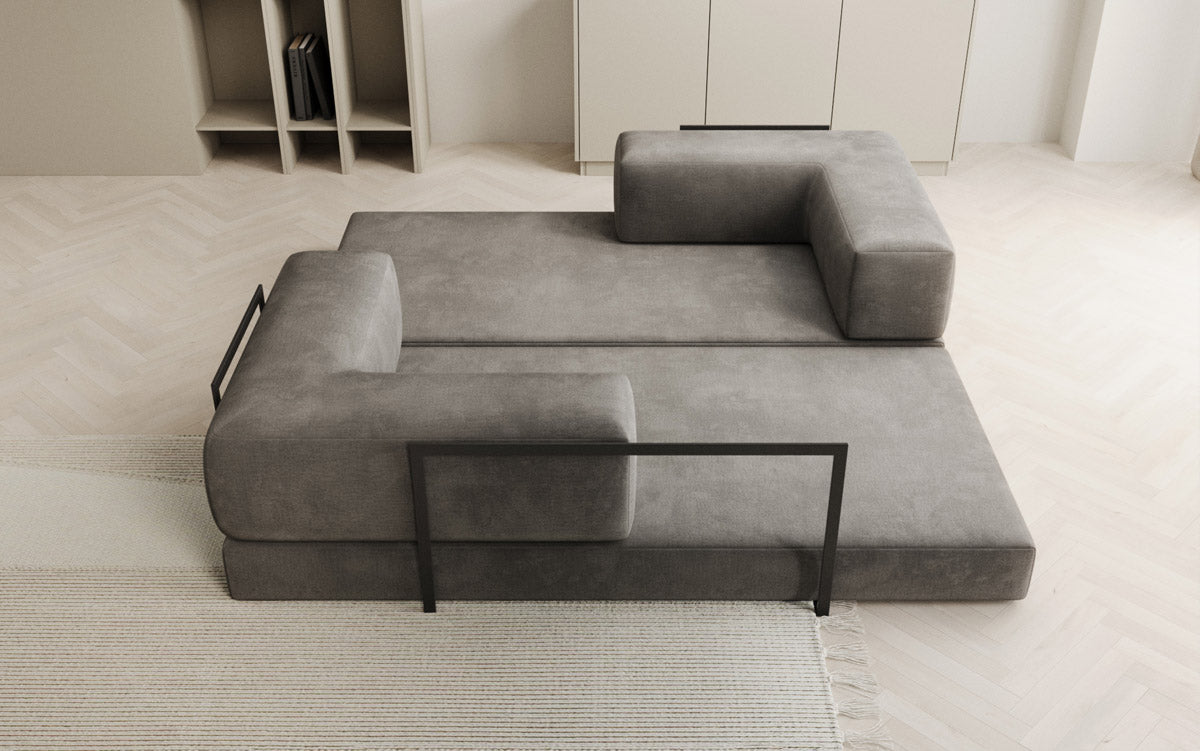 Luxuriöses "Lazy" 3-Sitzer Samt Designer Sofa mit Schlaffunktion und Stauraum