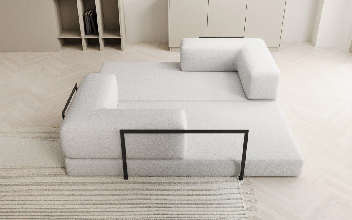 Luxuriöses Designer Lazy 3-Sitzer Schlafsofa mit Bouclé-Stoff und Stauraum