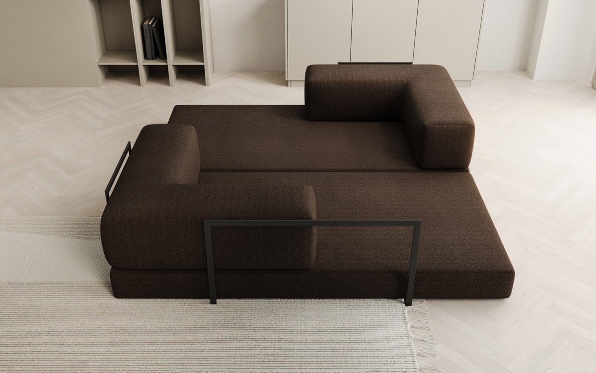 Luxuriöses Designer Lazy 3-Sitzer Schlafsofa mit Bouclé-Stoff und Stauraum