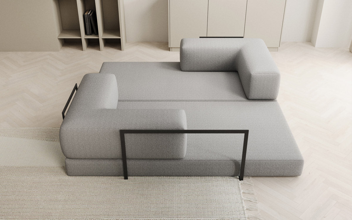 Luxuriöses Designer Lazy 3-Sitzer Schlafsofa mit Bouclé-Stoff und Stauraum