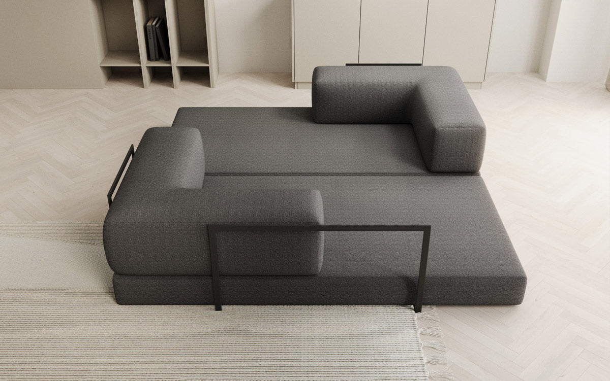 Luxuriöses Designer Lazy 3-Sitzer Schlafsofa mit Bouclé-Stoff und Stauraum