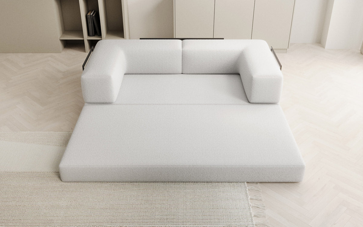 Luxuriöses Designer Lazy 3-Sitzer Schlafsofa mit Bouclé-Stoff und Stauraum