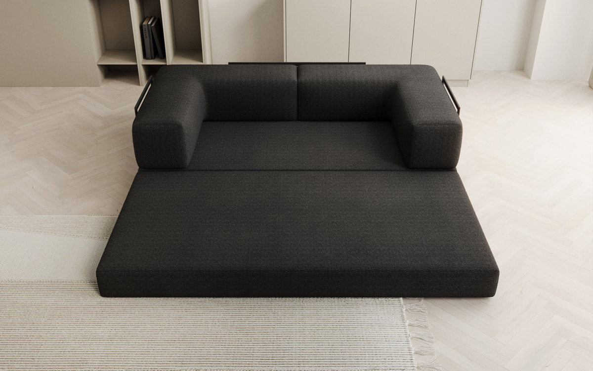 Luxuriöses Designer Lazy 3-Sitzer Schlafsofa mit Bouclé-Stoff und Stauraum