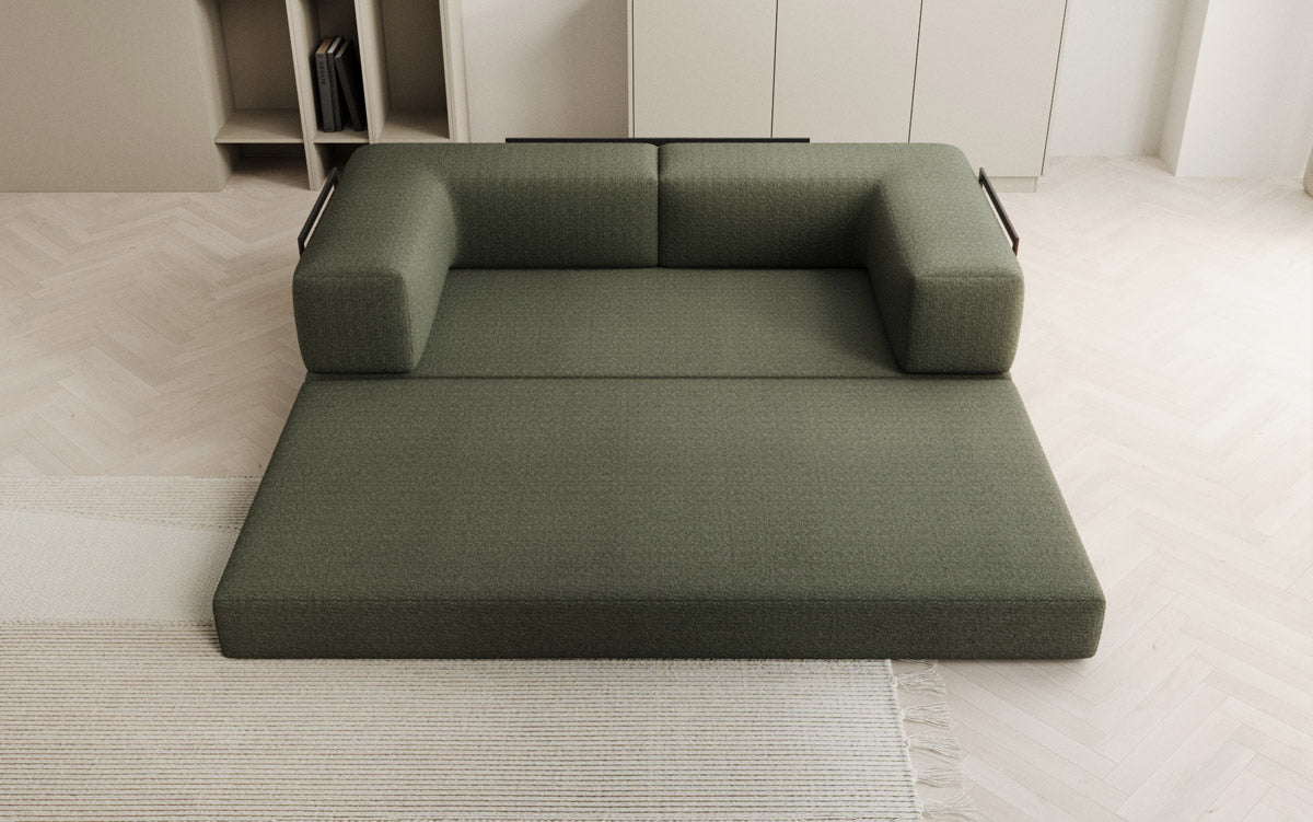 Luxuriöses Designer Lazy 3-Sitzer Schlafsofa mit Bouclé-Stoff und Stauraum