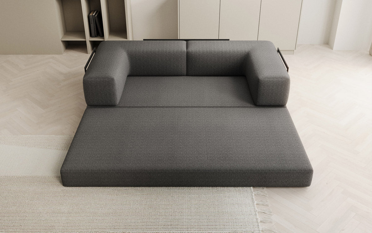 Luxuriöses Designer Lazy 3-Sitzer Schlafsofa mit Bouclé-Stoff und Stauraum