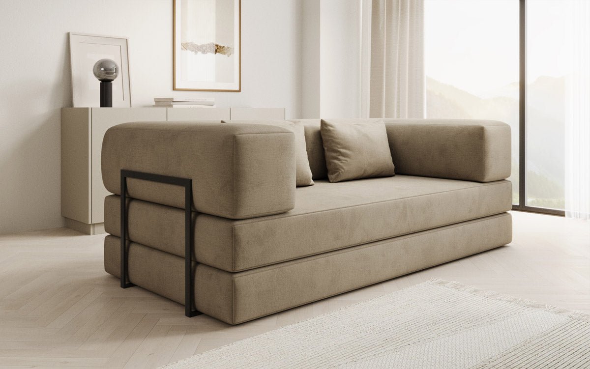 Luxuriöses "Lazy" 3-Sitzer Samt Designer Sofa mit Schlaffunktion und Stauraum