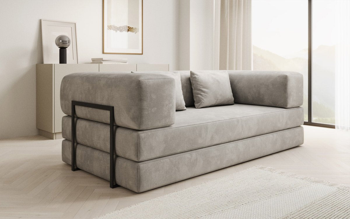 Luxuriöses "Lazy" 3-Sitzer Samt Designer Sofa mit Schlaffunktion und Stauraum