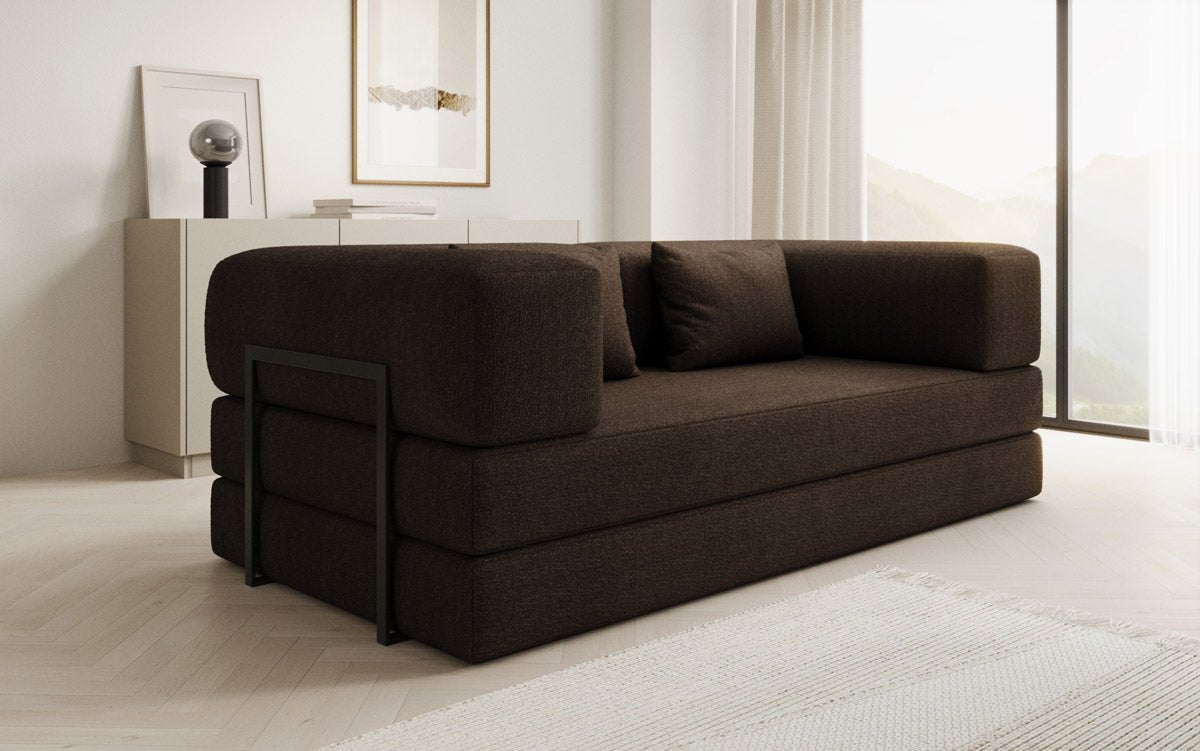 Luxuriöses Designer Lazy 3-Sitzer Schlafsofa mit Bouclé-Stoff und Stauraum