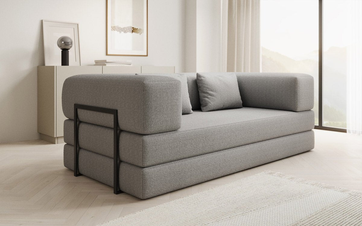Luxuriöses Designer Lazy 3-Sitzer Schlafsofa mit Bouclé-Stoff und Stauraum