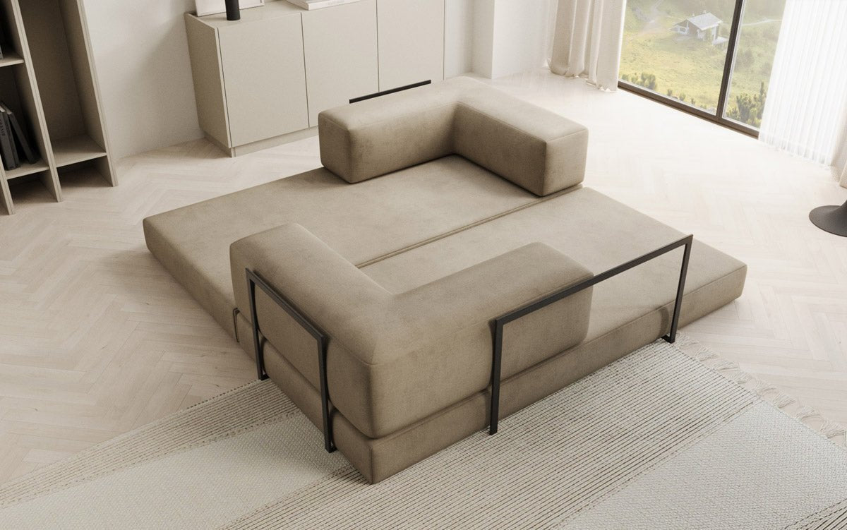 Luxuriöses "Lazy" 3-Sitzer Samt Designer Sofa mit Schlaffunktion und Stauraum