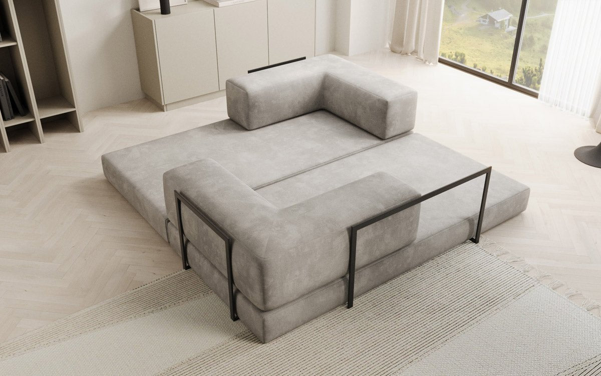 Luxuriöses "Lazy" 3-Sitzer Samt Designer Sofa mit Schlaffunktion und Stauraum
