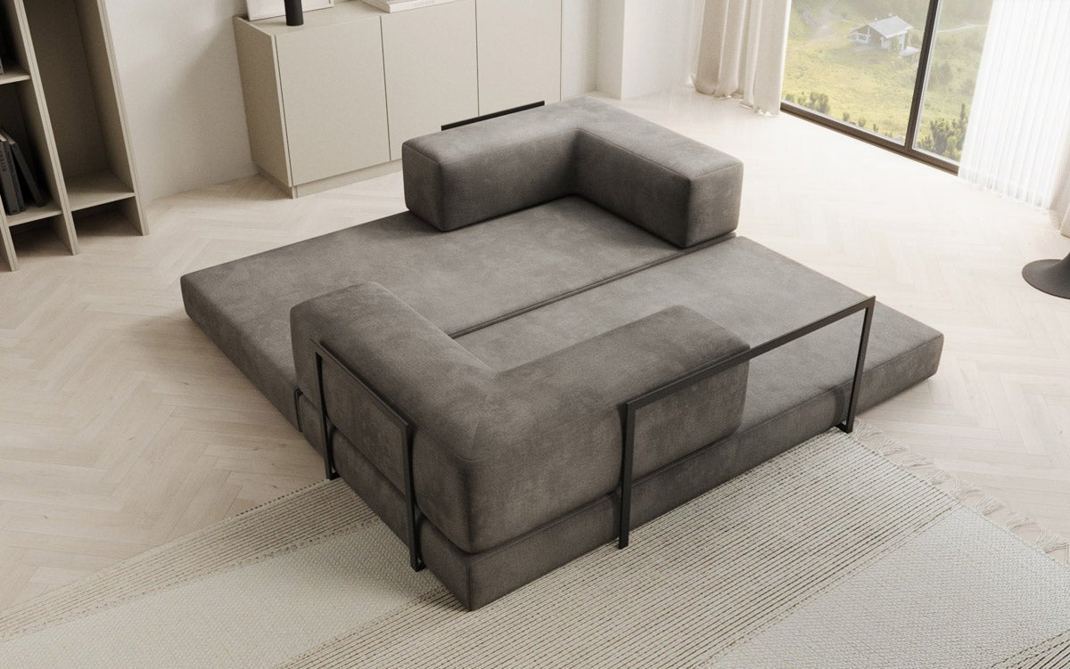 Luxuriöses "Lazy" 3-Sitzer Samt Designer Sofa mit Schlaffunktion und Stauraum