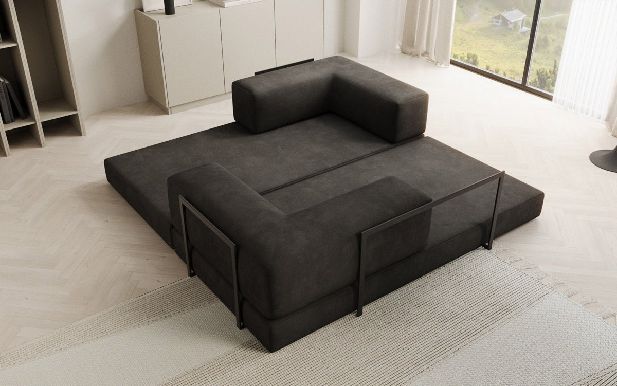 Luxuriöses "Lazy" 3-Sitzer Samt Designer Sofa mit Schlaffunktion und Stauraum