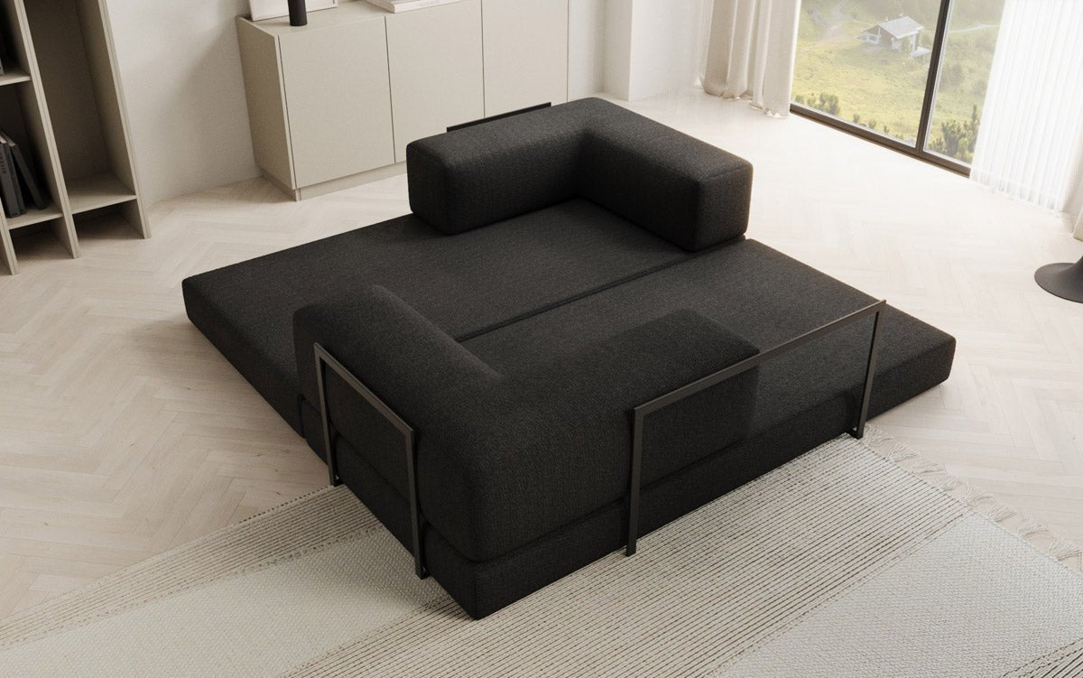 Luxuriöses Designer Lazy 3-Sitzer Schlafsofa mit Bouclé-Stoff und Stauraum