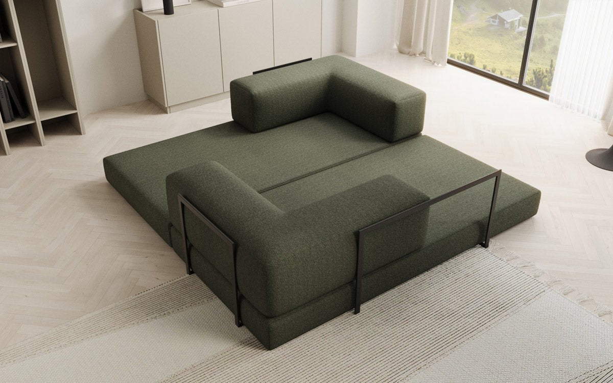 Luxuriöses Designer Lazy 3-Sitzer Schlafsofa mit Bouclé-Stoff und Stauraum