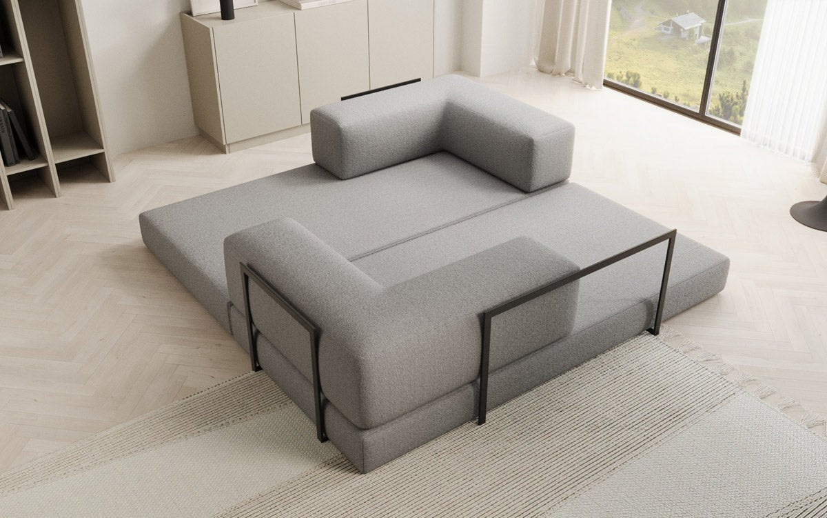 Luxuriöses Designer Lazy 3-Sitzer Schlafsofa mit Bouclé-Stoff und Stauraum