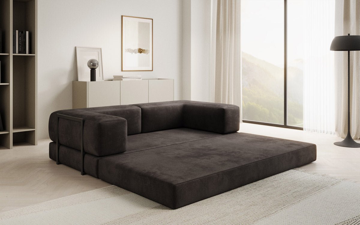 Luxuriöses "Lazy" 3-Sitzer Samt Designer Sofa mit Schlaffunktion und Stauraum