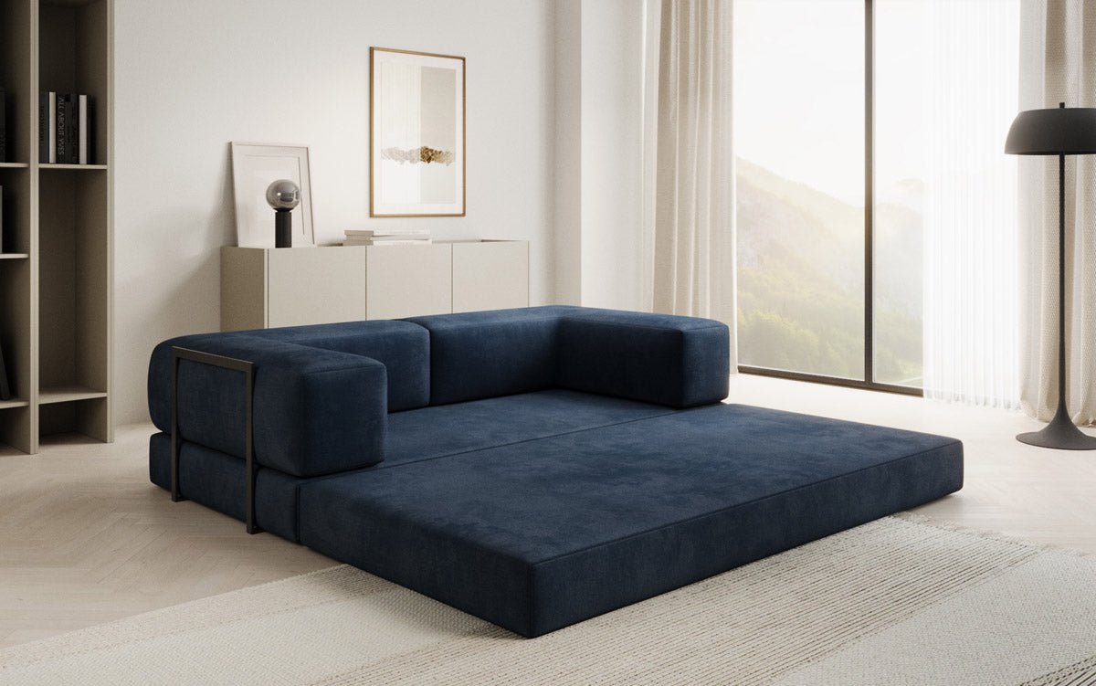 Luxuriöses "Lazy" 3-Sitzer Samt Designer Sofa mit Schlaffunktion und Stauraum