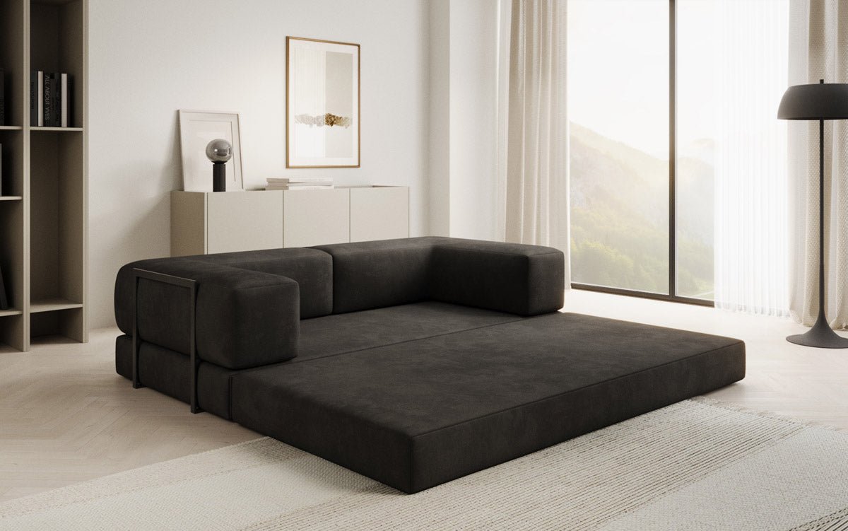 Luxuriöses "Lazy" 3-Sitzer Samt Designer Sofa mit Schlaffunktion und Stauraum