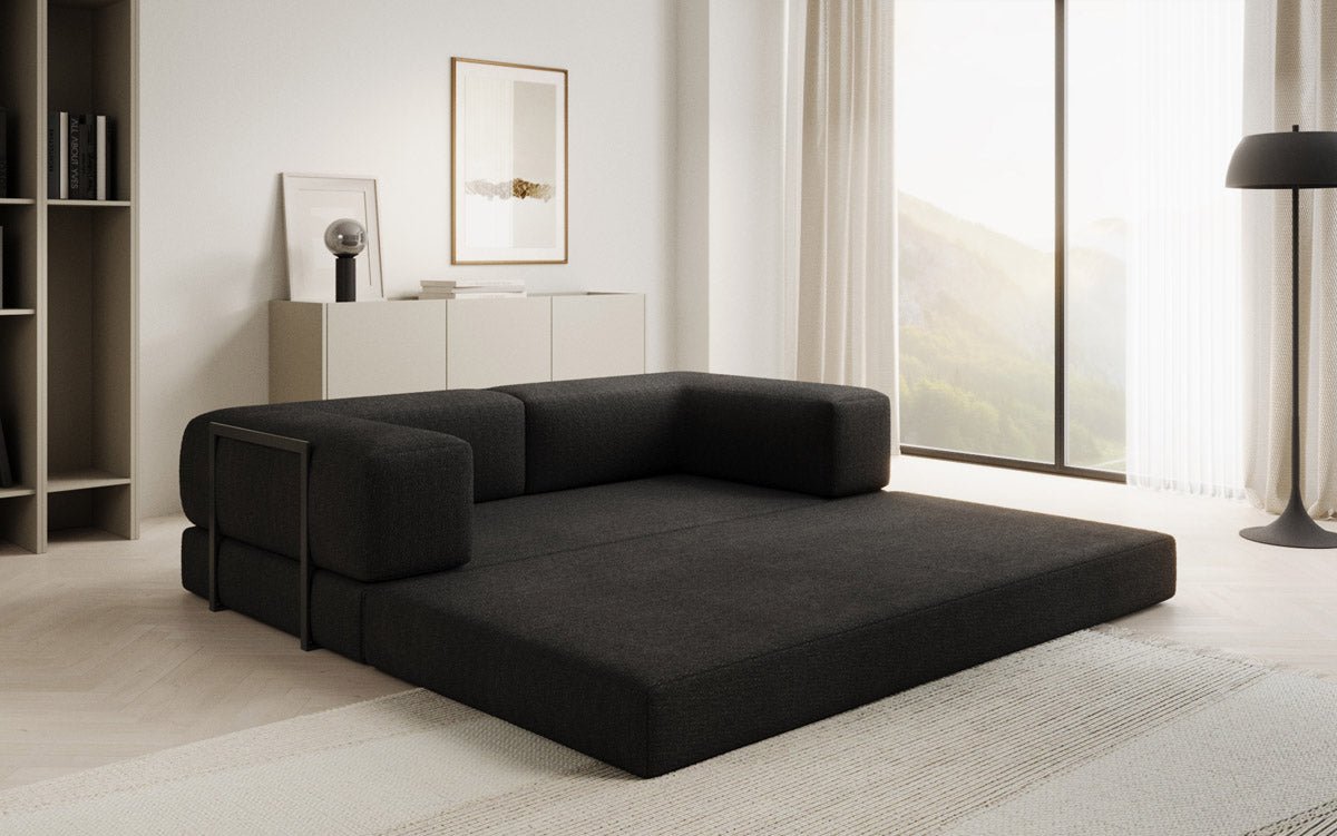 Luxuriöses Designer Lazy 3-Sitzer Schlafsofa mit Bouclé-Stoff und Stauraum