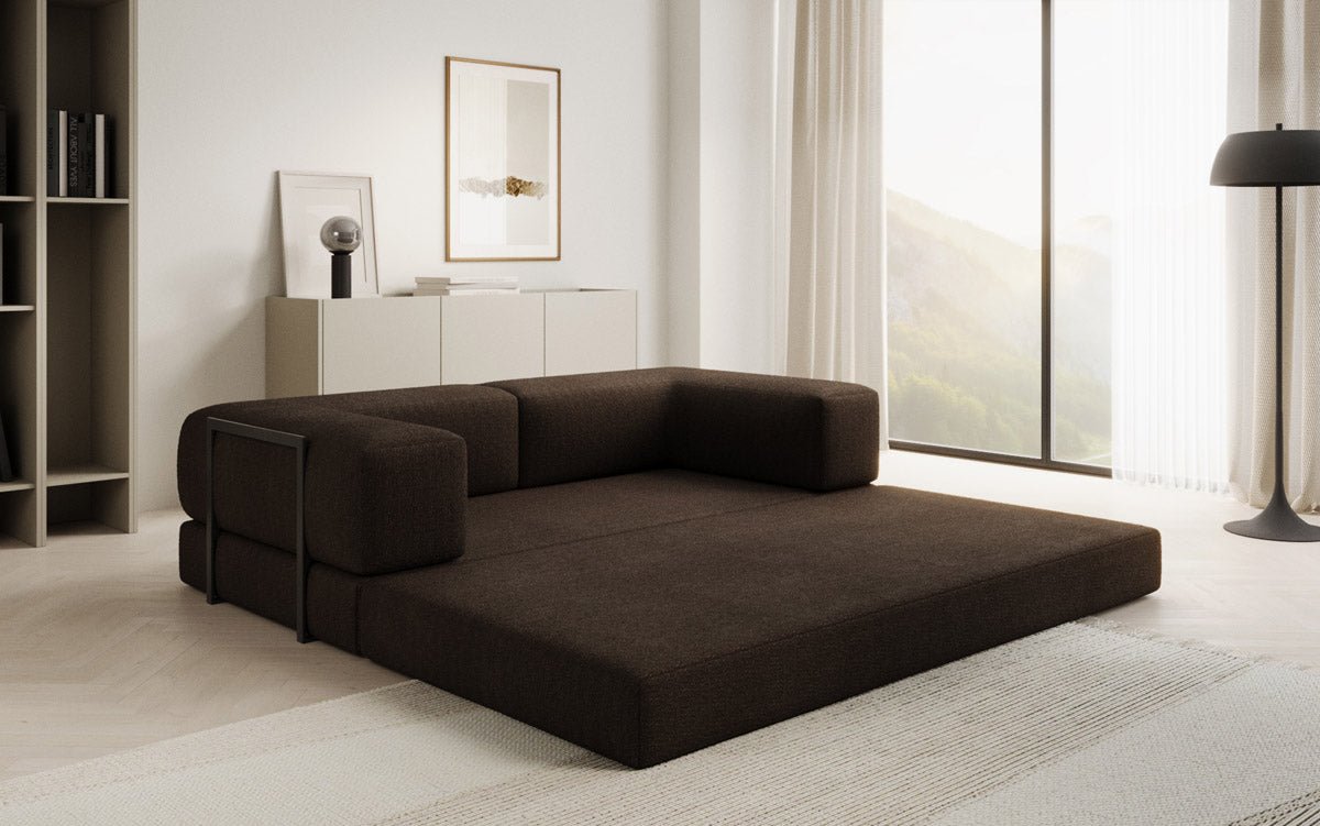 Luxuriöses Designer Lazy 3-Sitzer Schlafsofa mit Bouclé-Stoff und Stauraum