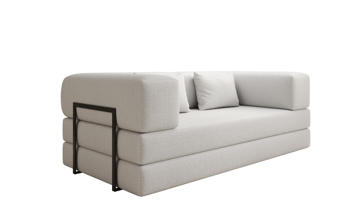 Luxuriöses Designer Lazy 3-Sitzer Schlafsofa mit Bouclé-Stoff und Stauraum