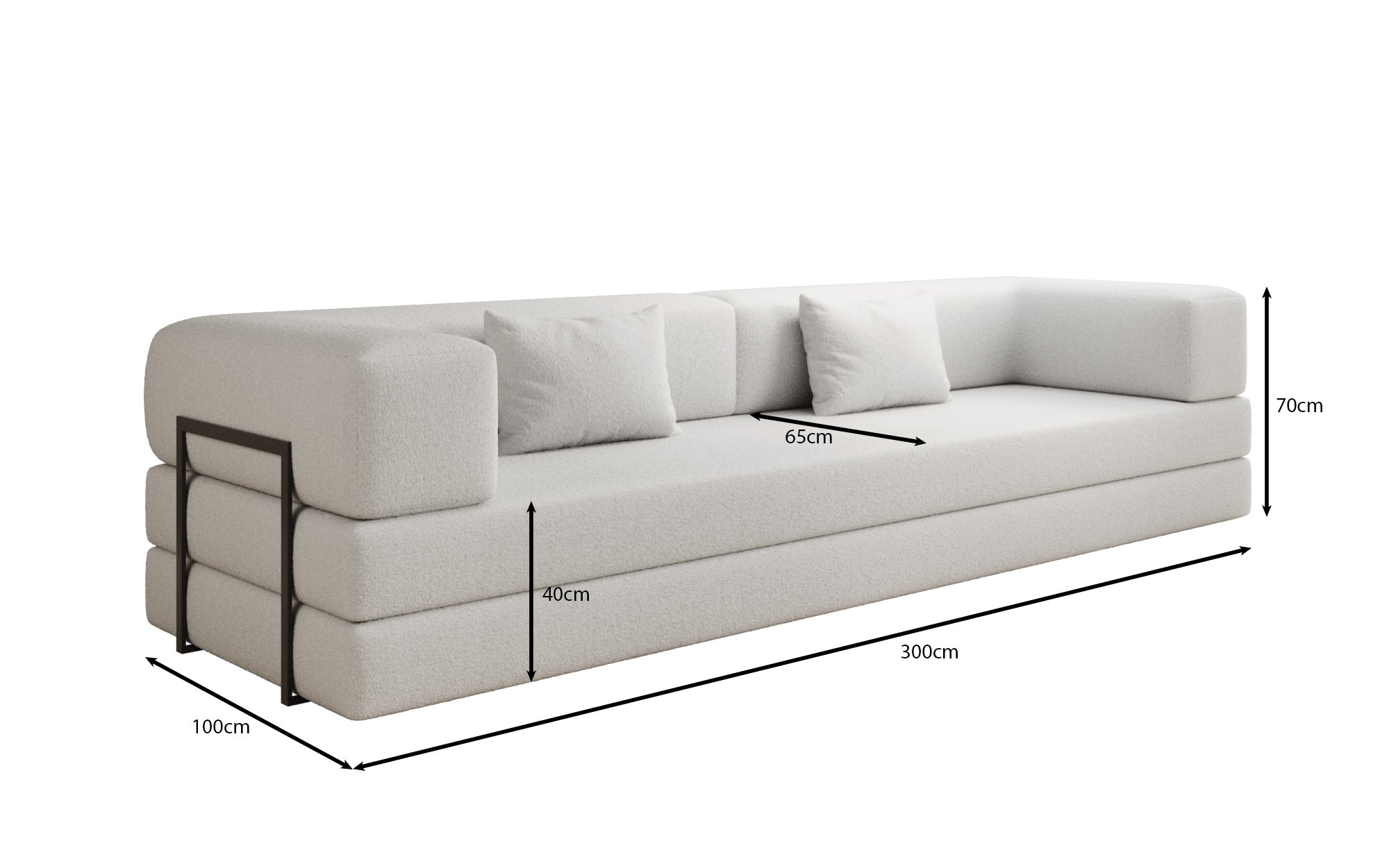 Luxuriöses XXL Designer Bouclé Sofa – 3 Sitzer mit Schlaffunktion & Stauraum