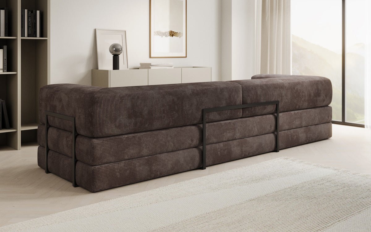 Luxuriöses Designer Cord Sofa XXL: 3-Sitzer mit Schlaffunktion & Stauraum