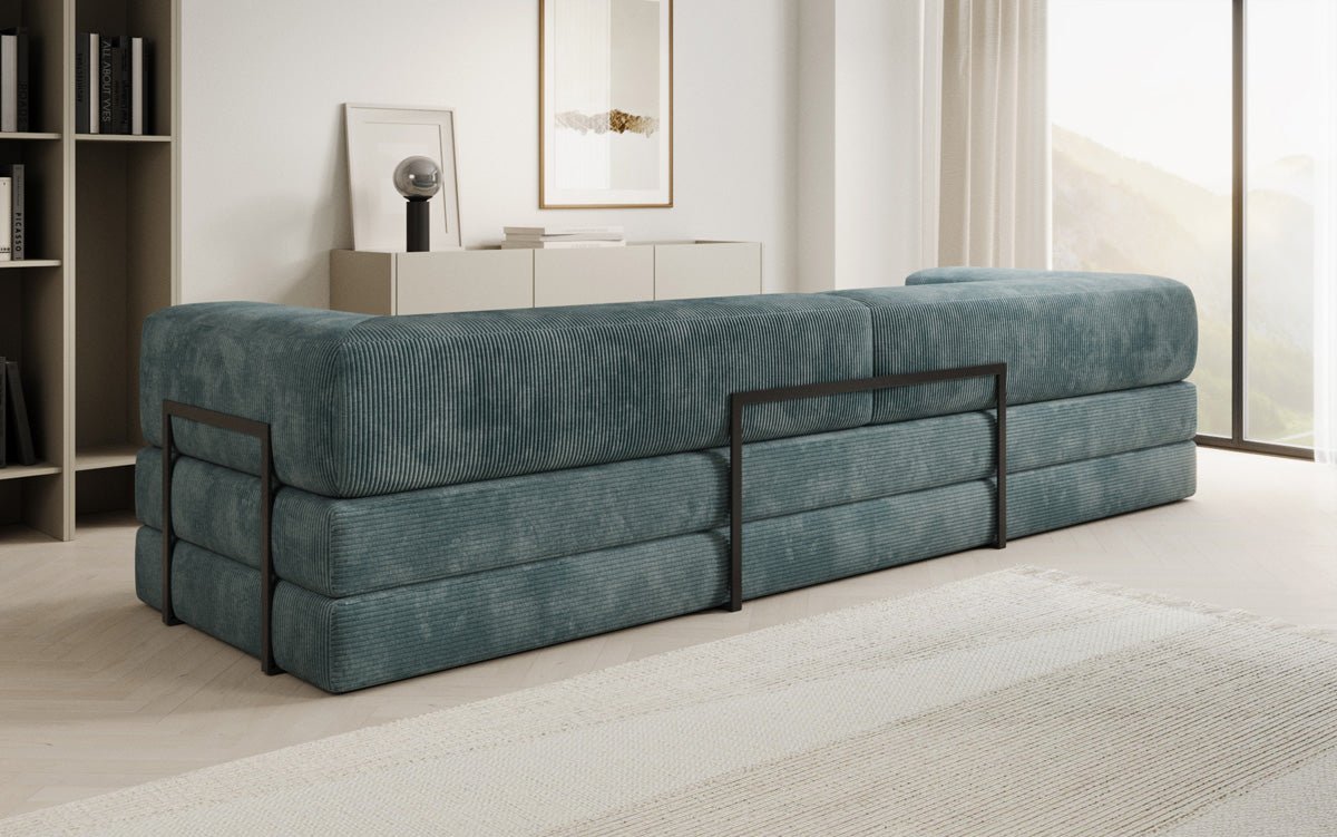 Luxuriöses Designer Cord Sofa XXL: 3-Sitzer mit Schlaffunktion & Stauraum